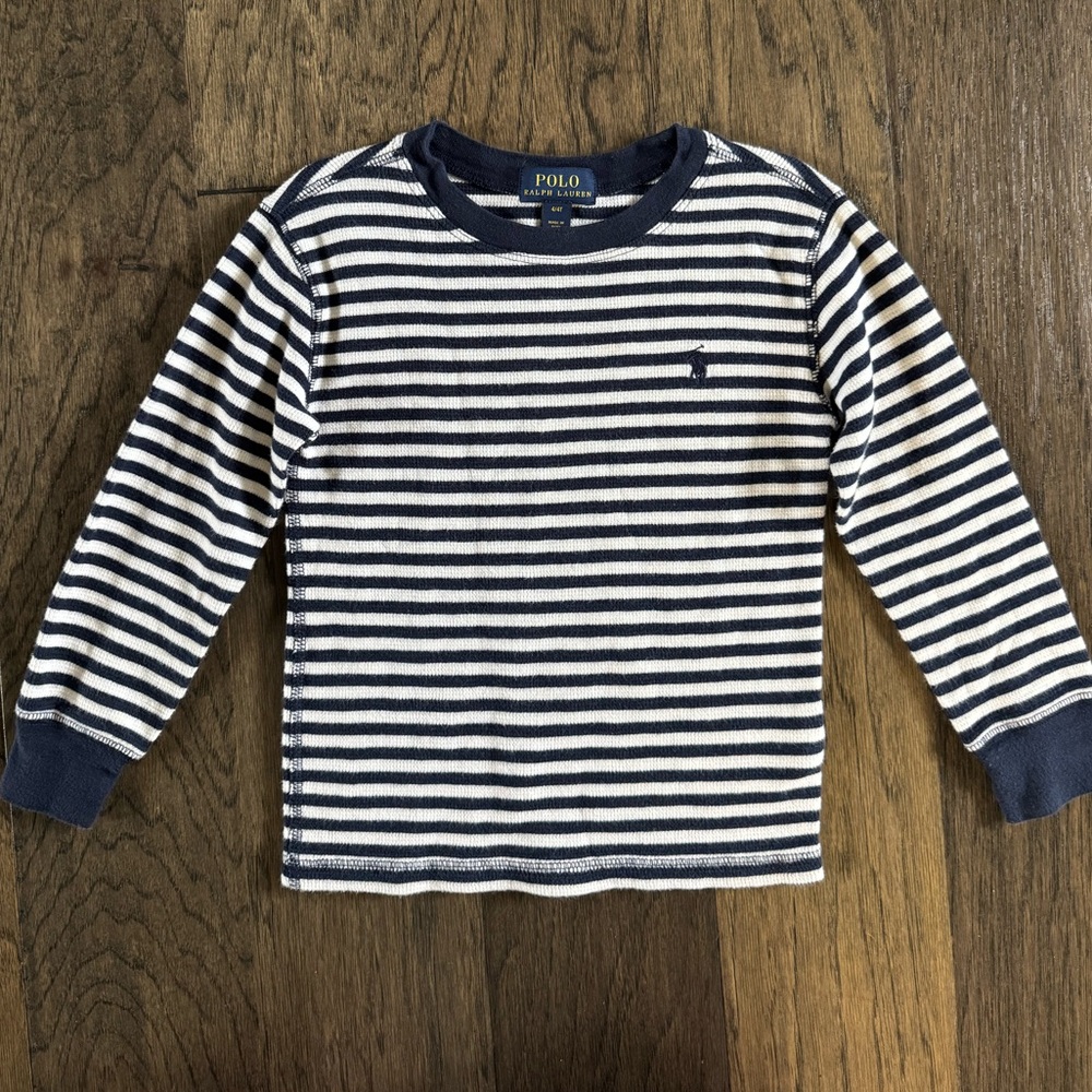 Polo by Ralph Lauren Blue and White Long Sleeve Tee